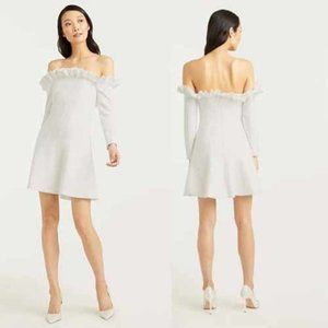 Cinq A Sept Tamra Off Shoulder Long Sleeve Mini Dress Women's Ivory Size: 2 NWT